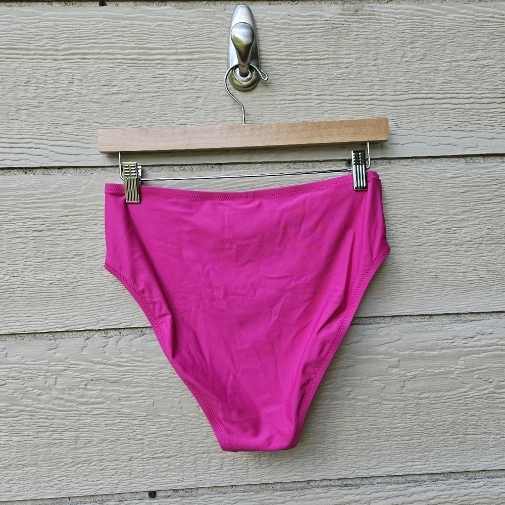 NWT J. Crew hot pink Hallie high waisted bikini bottom medium